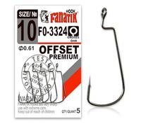 FANATIK Fishing Hooks OFFSET PREMIUM FO-3324 size 10, 8, 6, 4, 2, 1 Jig Hook for Soft Baits Lures (Black, 25mm - #8-5pcs)