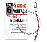 FANATIK Fishing Wire Trace Leader Stainless-Steel 1x7 5.9-35" 15-90 cm 6-18kg with Swivels and Duo-Lock Snap Spinning Jigging, 1 PCS (9.8" - 25 cm, 9)