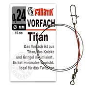 FANATIK Fishing Wire Trace Leader TITANIUM 5.9-9.8" 15-25 cm 0.24-0.35mm with Swivels and Duo-Lock Snap Spinning, 1 PCS