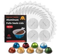 Fanativita Aluminum Foil Seal Lids for Nespresso Pods Vertuo, Compatible with Nespresso Vertuo Reusable Pods, 100Pcs Coffee Pods Covers (62mm)