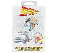 Back to the Future Limited Edition Japanese Style Triple Pin Badge Set - Official Collectible - 3 Enamel Pins - Numbered Gift Set - Retro Movie Memorabilia