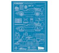Back to the Future Time Machine Blueprint Art Print
