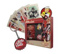 FaNaTtik Fallout Nuka-Cola Gift Set - Official Fallout Merchandise with Bottle Cap Keyring, Vintage Pin Badge & Playing Cards - Retro Collectible Gift for Gamers & Fans