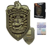 FaNaTtik Five Nights at Freddy's Replica Security Badge - Limited Edition Antique Brass Coloured FNAF Collectible with Clip, Pass & Collector's Box