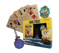 FaNaTtik One Piece Gift Set - Playing Cards, Gum Gum Fruit Keyring & Going Merry Pin Badge, Officially Licensed Merchandise, Anime Collectible Gift Box for Fans & Gamers