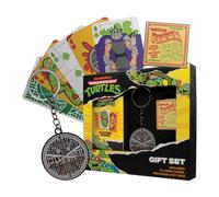 FaNaTtik Teenage Mutant Ninja Turtles Cowabunga Gift Set - Official TMNT Merchandise with Pizza Keyring, Pin Badge & Playing Cards - Retro Collectible Gifts for Fans & Gamers