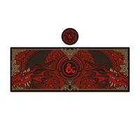 FaNaTtik XL Gaming Desk Pad Set - Rubber, Red & Black - Officially Licensed with Non-slip Coaster