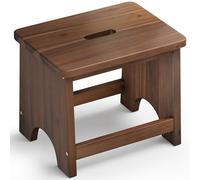 FANATU 13'' Wooden Step Stool, One Step Stool for Adults, Portable Heavy Duty Design with 550lbs Capacity, Nonslip & Durable Construction (Rich Walnut, 13in Height)