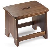 FANATU 13'' Wooden Step Stool, One Step Stool for Adults, Wooden Beside Step Stool with 550 Load Capacity, Heavy Duty/Portable/Nonslip/Durable Construction Safe Step Stool (Rich Walnut, 13in Height)
