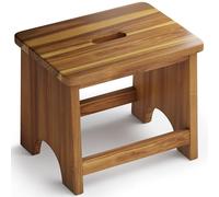FANATU Wooden Step Stool, 13'' Heavy Duty Stepping Stool for Adults with Handle, Nonslip & Durable Design Supports up to 500lbs for Bedroom or Kitchen