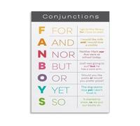 FANBOYS English Conjunctions Poster Grammar Writing Guide Educational Wall Art Canvas Print for Kids Classroom Decor(Unframed,08x12inch(20x30cm))
