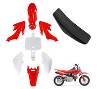 Fancemot ABS Plastics Kit with High Elasticity Black Tall Seat, Dirt Bike Plastics, Red & White Thicker Plastics Kit Compatible with CRF50F XR50R CRF XR 50 SSR 110cc 125cc Dirt Pit Bike