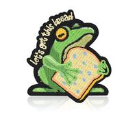 FANCIBAND 2.5inch Let's Get This Bread Patch - Cute and Realistic Frog Funny Meme Cute Frog Embroidered Patches Iron On & Sew On Applique for Clothes, Bags, Backpacks, Hats, Jackets, Jeans DIY Craft