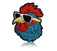 FANCIBAND 2.5inch The Rooster Wearing Sunglasses Patch - Sew on & Iron on Cool Farm Chicken Embroidered Patches for Clothing Applique Patches for Jackets, Backpacks, Hats, Bags DIY Craft Projects