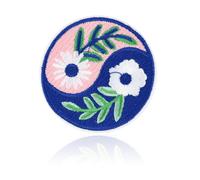 FANCIBAND 2.5inch Yin Yang Pink and Blue Embroidered Patch - Buddhist Zen Applique Emblem Iron On & Sew On Patches for Clothes, Bags, Backpacks, Hats, Jackets, Jeans, Holes DIY Craft Decorative