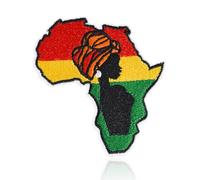 FANCIBAND 2.95" African Map Black History Month Iron on Patch - Black Women Applique Patches Juneteenth 1865 Independence Day Freedom Love Embroidered Sew On Patches for Clothing, Backpacks, Hats DIY