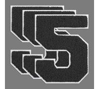FANCIBAND 3PCS 4.5 Inch Black Iron On Numbers for Jersey Letterman Jacket Patches Chenille Number Iron On Patches for Clothes Jacket Hoodie Varsity 5