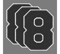 FANCIBAND 3PCS 4.5 Inch Black Iron On Numbers for Jersey Letterman Jacket Patches Chenille Number Iron On Patches for Clothes Jacket Hoodie Varsity 8