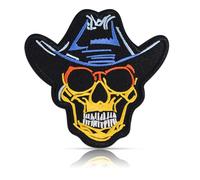 FANCIBAND 4inch Cowboy Skull Iron On Patch - Western Goth Emo Gothic Horror Face Punk Rock Appliques for Clothes Embroidered Iron On & Sew On Patches for Clothing, Jeans, Hat, Backpacks, Clothes