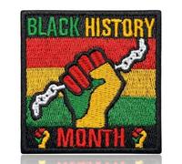 FANCIBAND Black History Month Iron On Patch - Red Yellow Green Embroidered Broken Chain Fist Applique | Heat Seal Patch for Jeans, Jackets, Bags & Hats | African American Pride & Liberation Gifts