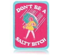 FANCIBAND Don't Be A Salty Bi*ch Patch - 3" Rose and Green Funny Sassy Sew On Patches for Clothes Backpacks Hats Jeans Jackets Bags, Trendy Embroidered Patches for Clothing DIY Accessories for Adults