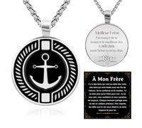 FANCIBAND Gift for Brother Stainless Steel Chain with Compass/Anchor Pendant Chain Men Gift from Sister Big Little Brother, Stainless Steel, No Gemstone
