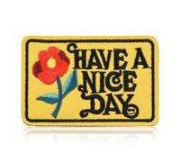 FANCIBAND Have A Nice Day Funny Morale Patch - 3" Yellow Funny Hook and Loop Patches Embroidery A Little Red Flowers Applique Military Patches for Jackets - Sew On Patches for Cloting Vest Uniform