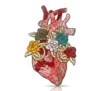 FANCIBAND Heart Flowers Patch, Size 4" Vintage Floral Embroidery Fabric Patches for Clothes Jeans Backpacks Hats, Embroidery Iron On/Sew On Patches for Clothing, Cute Gifts for Boys Girls