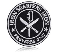 FANCIBAND Iron Sharpens Iron, Proverbs 27:17 Bible Patch, 2.5" Hook and Loop Appliques Patches for Backpacks Hats Jeans Bag, Embroidered Military Patches for Bags Vests Military Uniforms Dog Harness