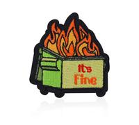 FANCIBAND It's Fine Funny Meme Iron On Patch 3.5" - Funny Morale Patch Fire Embroidered Applique - Sew On/Iron On Patches for Holes, Clothing, Jeans, Hat, Backpacks, Jackets, Clothes DIY Accessories