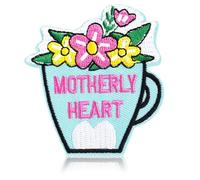 FANCIBAND Motherly Heart Patch, 2.5" Sew On & Iron On Patches, Teacup with Floral Design Embroidery Fabric Patches for Clothes Jeans Backpacks, Applique Patches for Clothing, Gift for Mom Women Girls