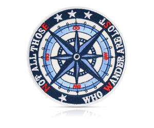FANCIBAND Not All Those Who Wander are Lost Patch - 3.5" Compass Hiking Adventure Traveler Explorer Applique Sew on/Iron On Embroidered Patches for Clothing, Jeans, Backpacks, Hats, Jackets, Clothes