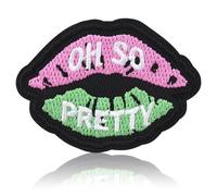 FANCIBAND Oh So Pertty Sisterhood Patch - 2.2" Pink and Green Sorority Paraphernalia Iron on Patches for Trucker Hats, Sew on Repair Applique for Bags Jackets Clothes Jeans Sorority Gifts for Women