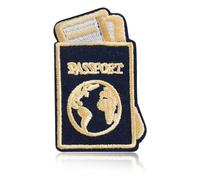 FANCIBAND Passport Globe Embroidered Iron On Patch World Adventure | Theme Applique Badge Vintage Travel Souvenir Sew On Patch for Jackets Backpacks Jeans Hats Clothing DIY Craft Decoration