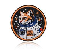 FANCIBAND Space Explorer Cat Iron On Patch - 3" Cool Astronaut Cat Embroidered Applique Patches for Backpacks, Funny Meme DIY Appliques for Backpacks, Trucker Hats, Bags, Vests, Jackets, Pet Lovers
