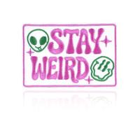 FANCIBAND Stay Weird Iron On Patch - 3.5" Space Alien Funny Meme Embroidered Applique Iron On/Sew On Patches for Clothes, Hats, Jeans, Backpacks & Jackets - Trendy DIY Accessories for Unique Style