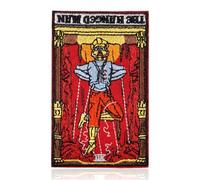 FANCIBAND The Hanged Man Tarot Card XII Iron On Patch - Gothic Suspended Figure Embroidered Applique | Red Heat Seal Patch for Jackets, Jeans & Bags | Occult Mystic Aesthetic Gifts