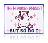 FANCIBAND The Horrors Persist, But So Do I Patch, Size 4" Sew On Patches for Clothing, Funny Meme Fabric Embroidery Iron On Patches for Clothes, Jeans, Jackets, Backpacks, Trucker Hats DIY Accessories