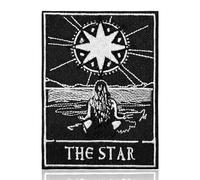 FANCIBAND The Star Tarot XVII Black White Iron On Patch - Monochrome Hope Healing Embroidered Applique | Gothic Heat Seal Patch for Jackets, Jeans & Bags | Mystic Boho Aesthetic Gifts