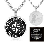 FANCIBAND TO MY Man/Dad/Son Stainless Steel Necklace For Men, Anchor/Compass Pendant Necklace For Men Gifts For Valentines Day/Christmas/Birthday/Anniversary/Graduation, L, Stainless Steel, No