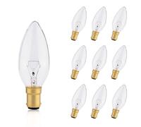 FanciBuy 10 Pack Small Bayonet Candle Light Bulb 25W, SBC Dimmable Clear Bulbs, Warm White 2700K, 260 Lumens