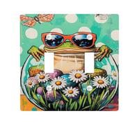 Fanciful Amphibian Light Switch Cover Plates/Outlet Covers, Aqua Blue Fun Design for Spring Decor, Thermoplastic Wall Plates, Standard Size Double Toggle
