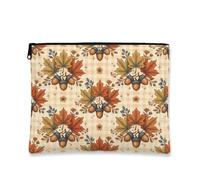 Fanciful Autumn Foxes Woodland Makeup Bag, Orange, 7x9 Inch, Vintage