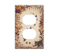 Fanciful Autumn Kitten Illustration Duplex Outlet Covers Plate | Fanciful Forest Theme, Kittens And Pumpkins, Seasonal Wall Decor, Detailed Nature Illustration, Cozy Autumn Vibe