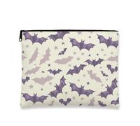 Fanciful Bat Makeup Bag, Violet Bat Vintage Cosmetic Travel Bags for Women, Portable Small Canvas Zipper Pouch, Halloween Skincare Toiletry Bag Organizer, Violet, 7x9 Inch, Bat