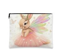 Fanciful Bunny Makeup Bag, Peach Fairy Rabbit Cosmetic Travel Pouch for Girls, Portable Small Zipper Organizer, Spring Festival Gift Toiletry Bag, Peach, 7x9 Inch, Bunny