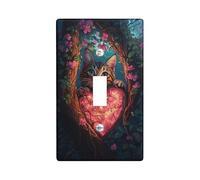 Fanciful Cat Light Switch Cover Plate/Outlet Covers, Heart Shaped Peach Design for Home Decor, Thermoplastic Wall Plates, Standard Size Single Toggle