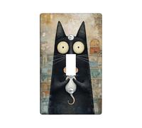 Fanciful Cat Light Switch Cover Plates/Outlet Covers, Fun Animal Design for Home Decor, Thermoplastic Wall Plates, Standard Size Single Toggle