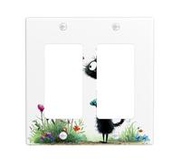 Fanciful Cat Light Switch Cover Plates/Outlet Covers, Playful Garden Design for Fun Home Decor, Thermoplastic Wall Plates, Standard Size Double Rocker