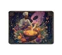 Fanciful Chef Dish Drying Mats For Kitchen Counter, Artistic Rubber Dish Drainer Rack Mat, Magical PU Leather Drying Pad For Cooking Space Protector 18x24 Inch